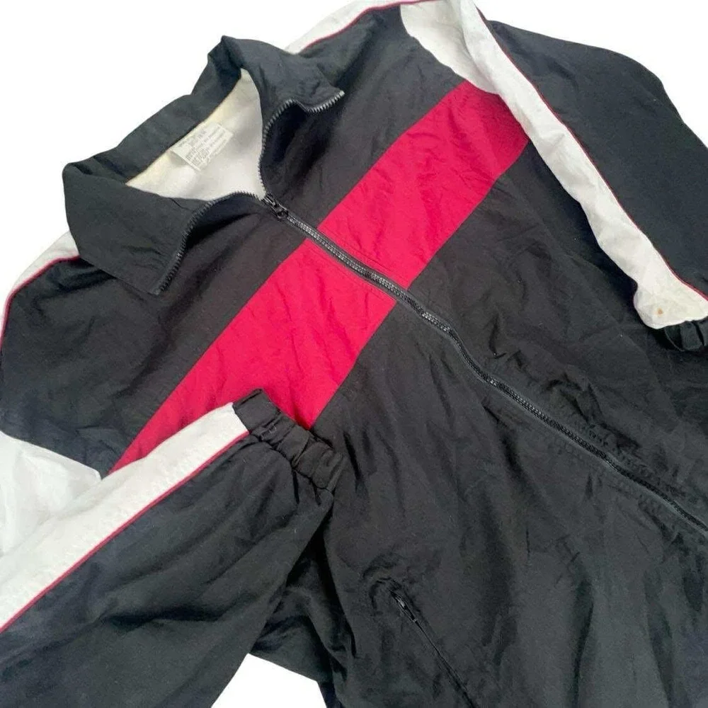 Crane Sports Jacket Mens M Black Red White‎ Full Zip Lightweight Windbreaker